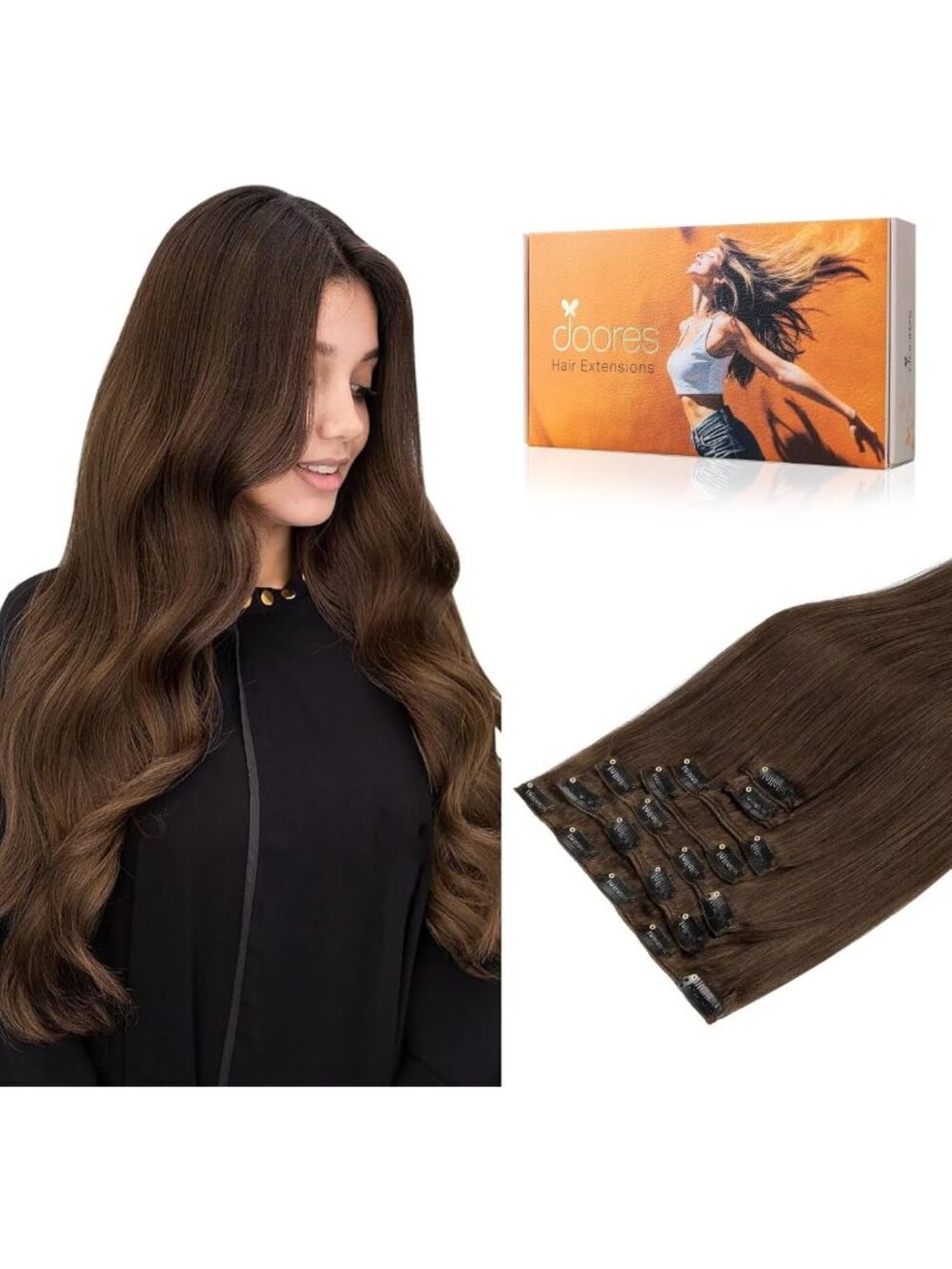 Clip-In Human Hair Extensions - Easy 5-Minute Installation, Natural Look